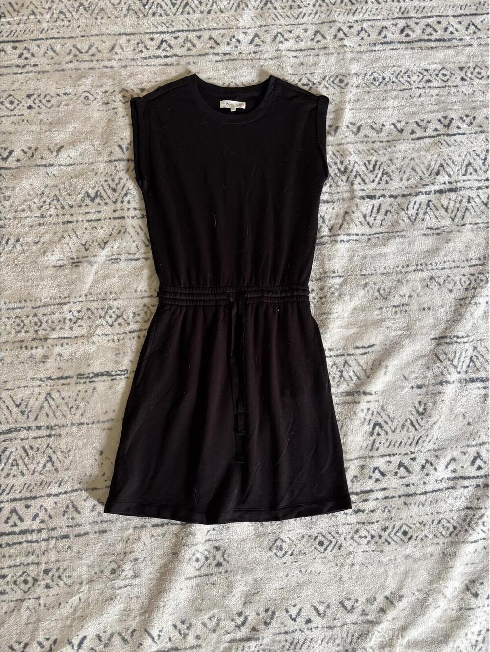 Lou & Grey for LOFT Black Sleeveless Drawstring Waist Dress Size XXS